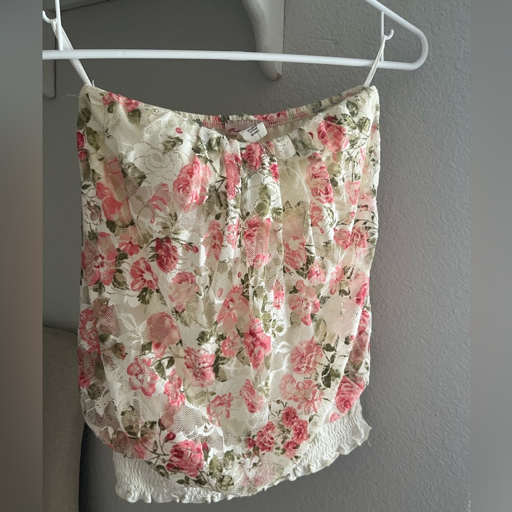 Floral lace tube top